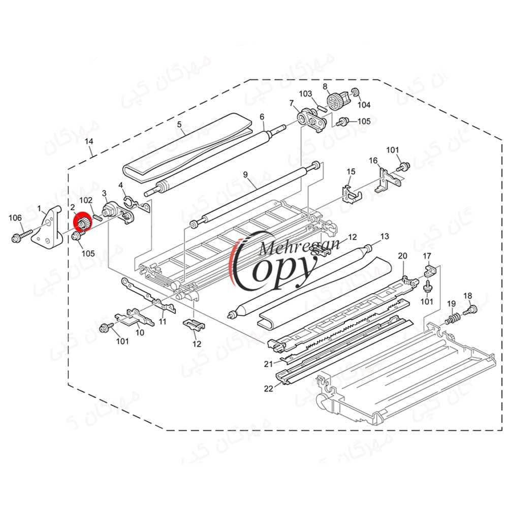 چرخدنده ترانسفر تکی کپی ریکو آفیشیو (B065-3873) Ricoh Aficio AF-2075/MP8000 — تصویر ۱۱