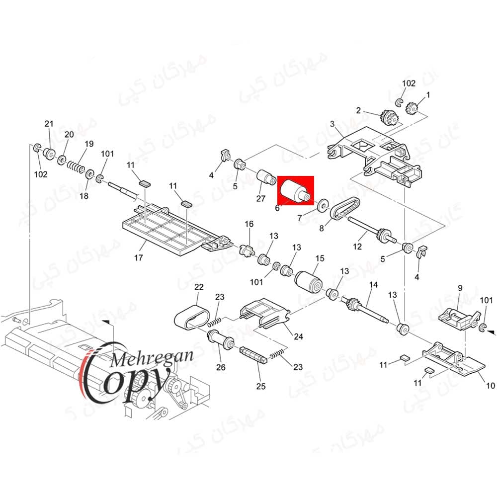 پیکاپ (کاغذ کش) بامغزی ADF کپی ریکو آفیشیو Ricoh Aficio AF-2075/MP8000 (کد2225) — تصویر ۹