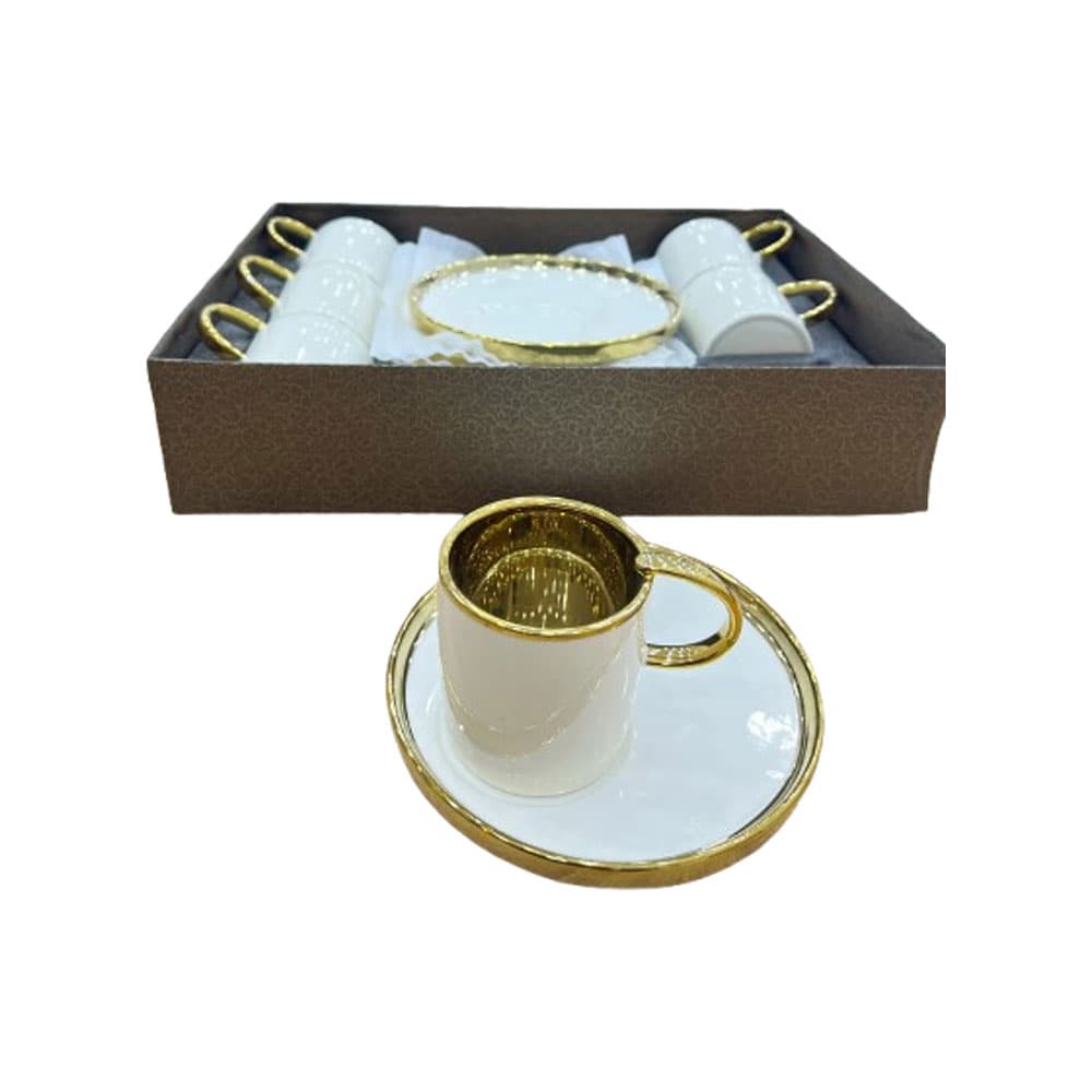 ست چای خوری سرامیکی سفید نلعبکی گرد بزرگ 1298-15