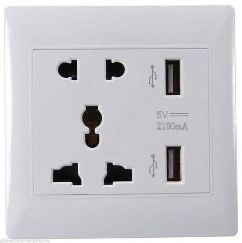 شارژر USB پریز برق شهری (دو پورت USB 5V 2A)