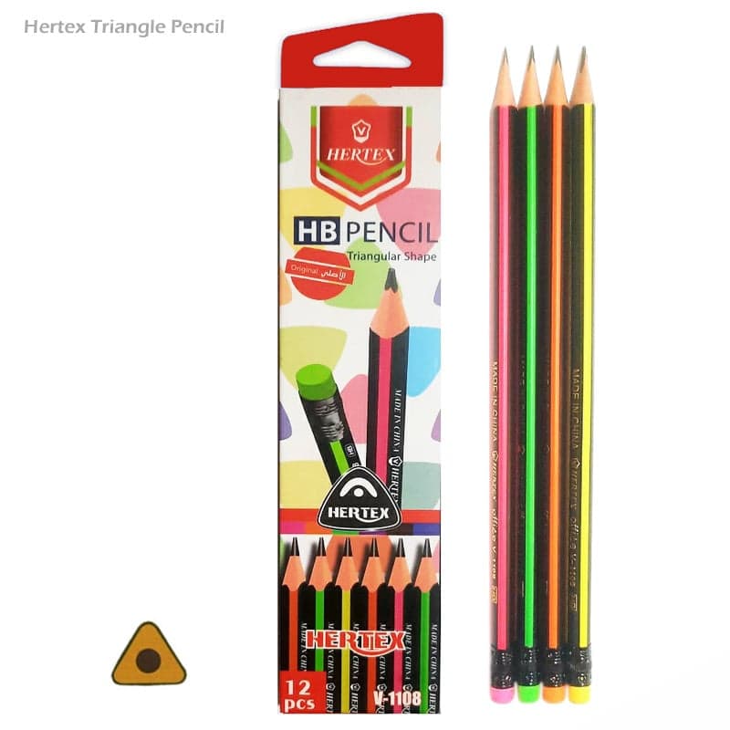 مداد سیاه سه گوش HERTEX- بسته 12 عددی