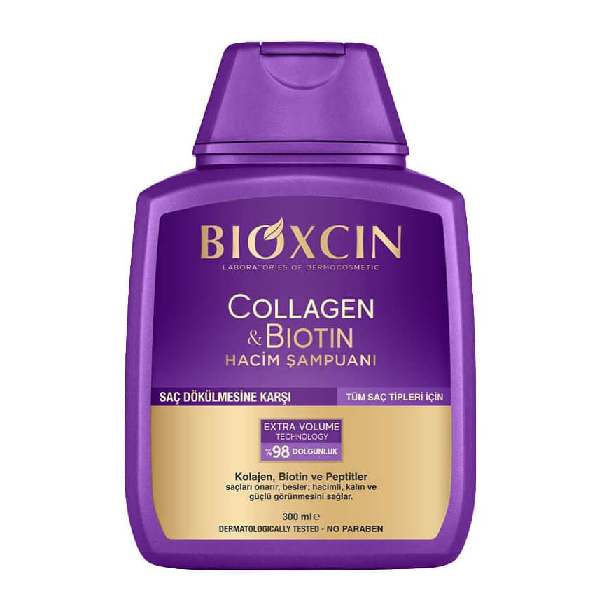 شامپو حجم دهنده و ضد ریزش مو بیوکسین BIOXCIN حاوی کلاژن و بیوتین 300 میل — تصویر ۲