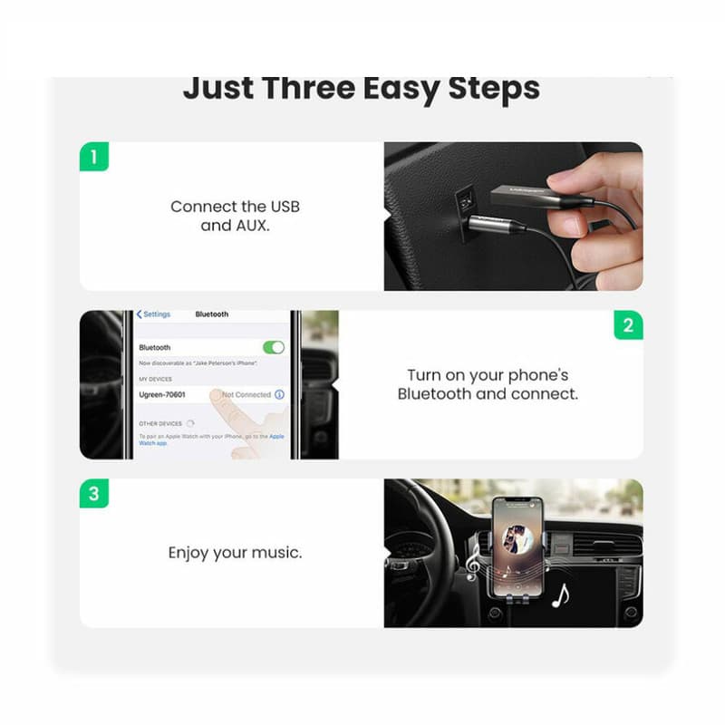 گیرنده صوتی بلوتوث یوگرین Ugreen Bluetooth Receiver CM309 70601 — تصویر ۱۱