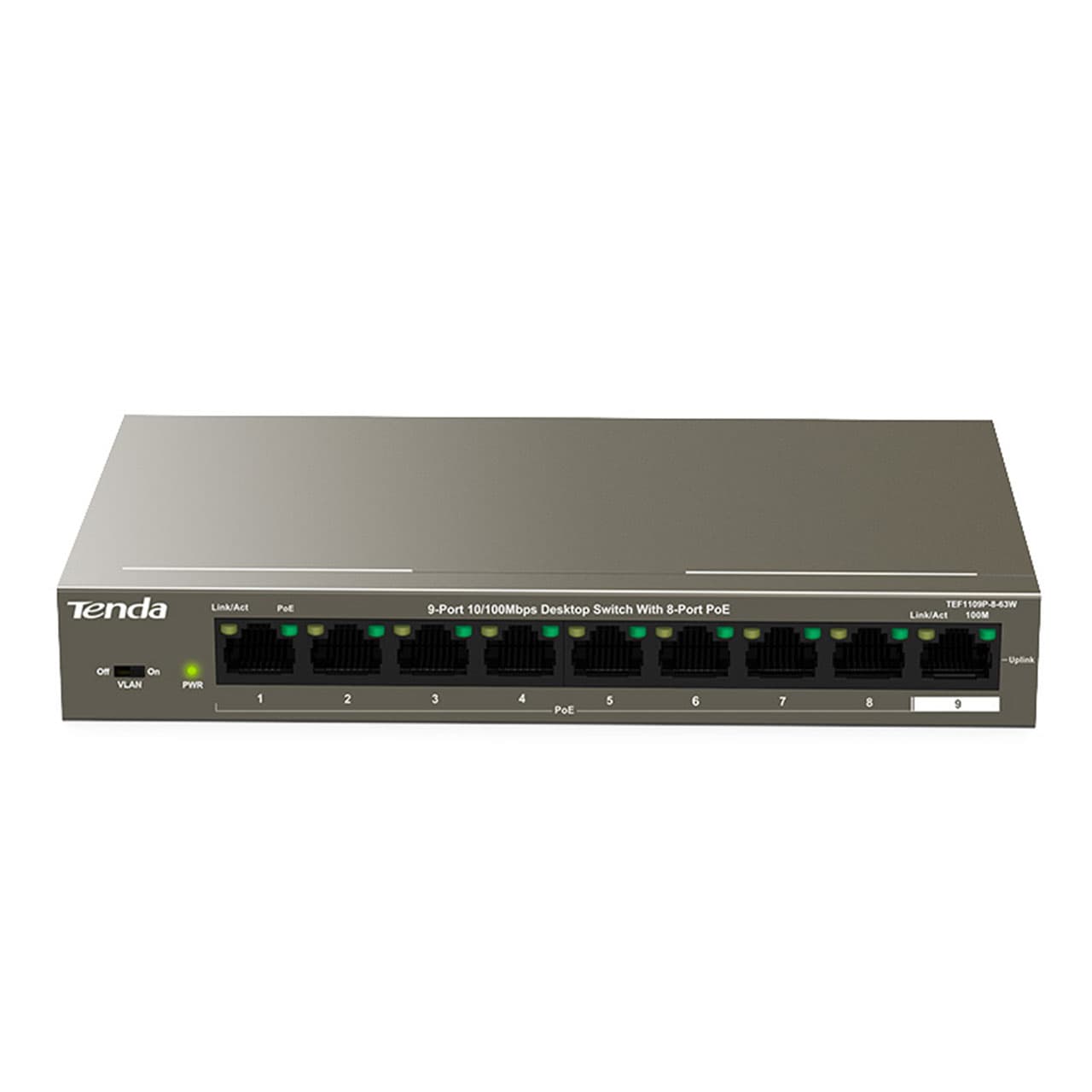 سوئیچ شبکه 9 پورت تندا Tenda Switch TEF1109P-8-63W