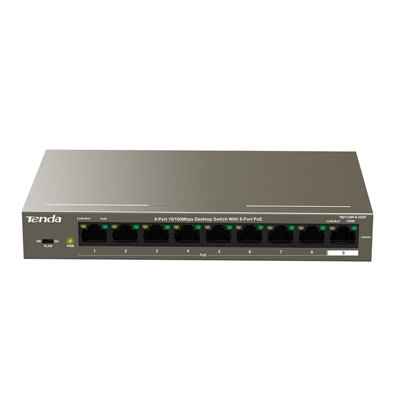 سوئیچ شبکه 9 پورت تندا Tenda Switch TEF1109P-8-102W