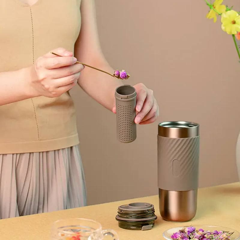ماگ و فلاسک به همراه فیلتر دمنوش لپرسو lepresso thermal tumbler — تصویر ۳