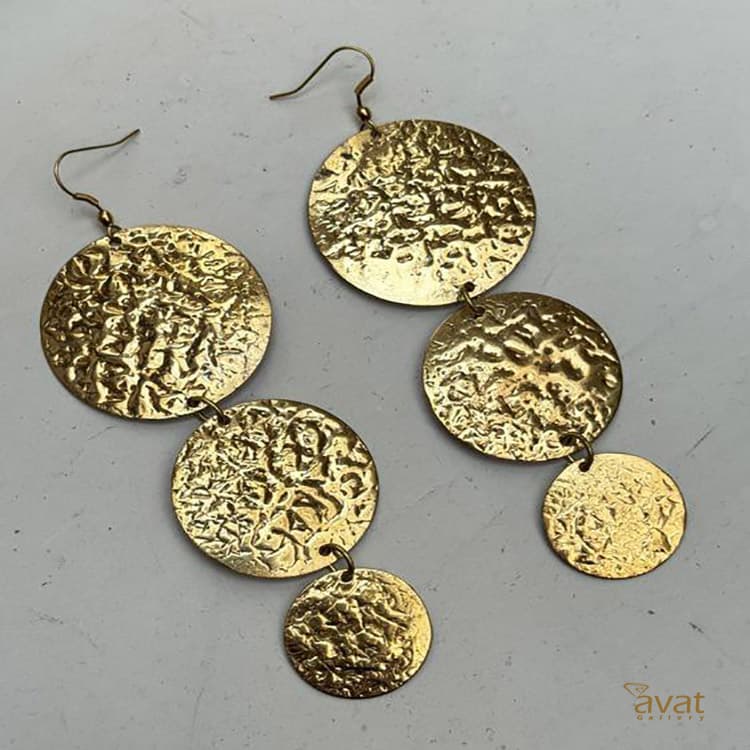 گوشواره برنجی دست ساز کوبه ای
