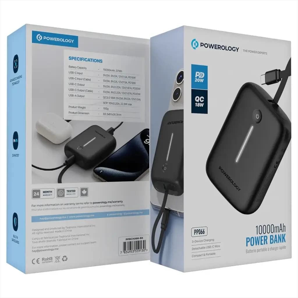 پاوربانک 10000 میلی آمپری پاورولوژی Powerology 10000mAh Power Bank — تصویر ۳