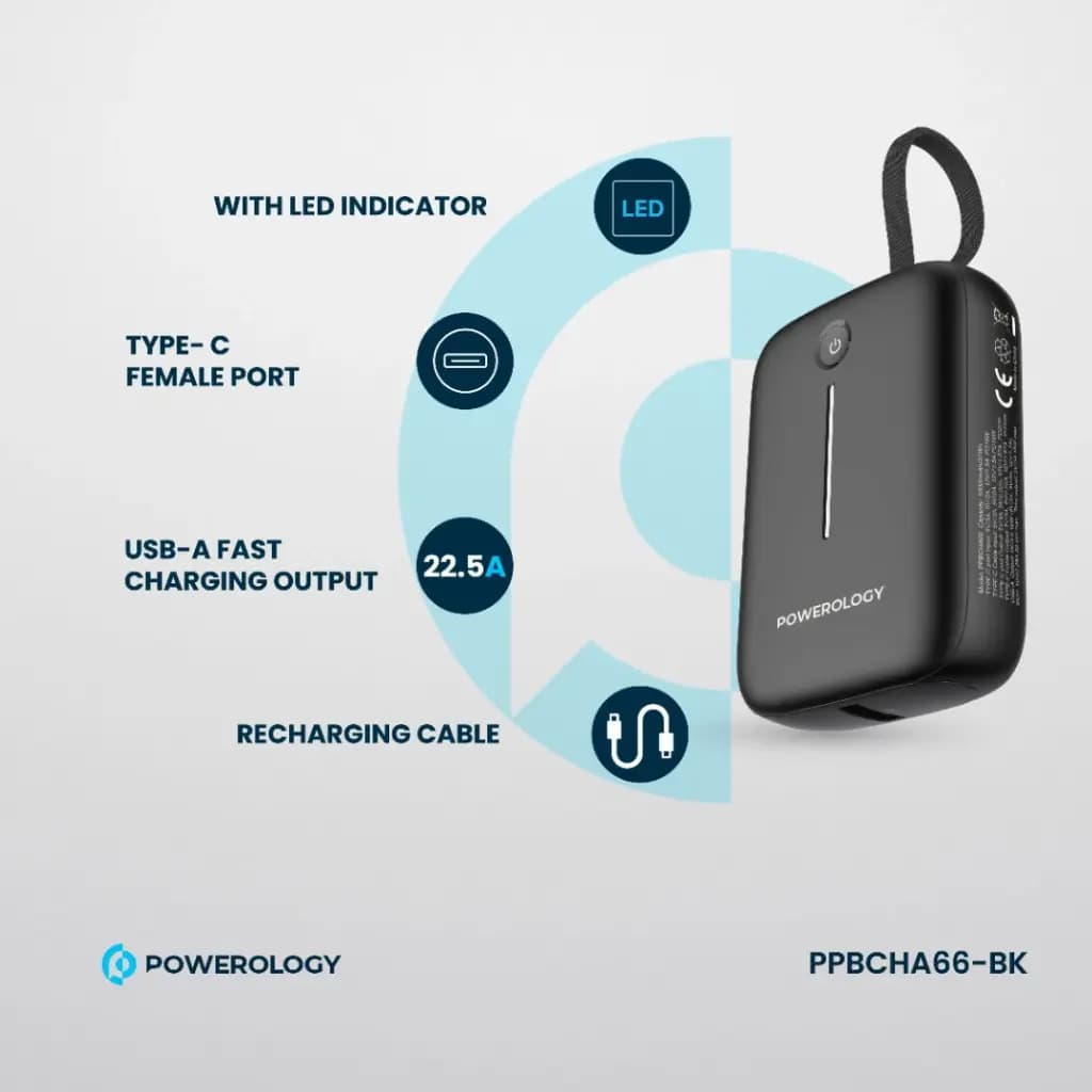 پاوربانک 10000 میلی آمپری پاورولوژی Powerology 10000mAh Power Bank — تصویر ۷