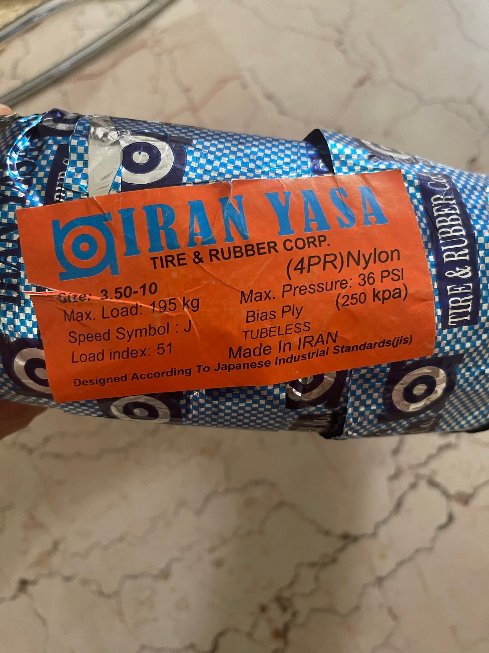 لاستیک ایران یاسا وسپا سایز 10