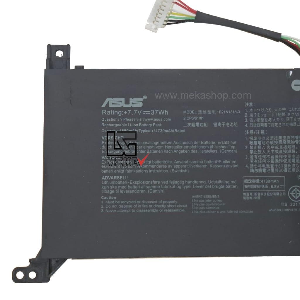 باتری اورجینال لپ تاپ ایسوس Asus R521 مدل B21N1818-3 — تصویر ۳