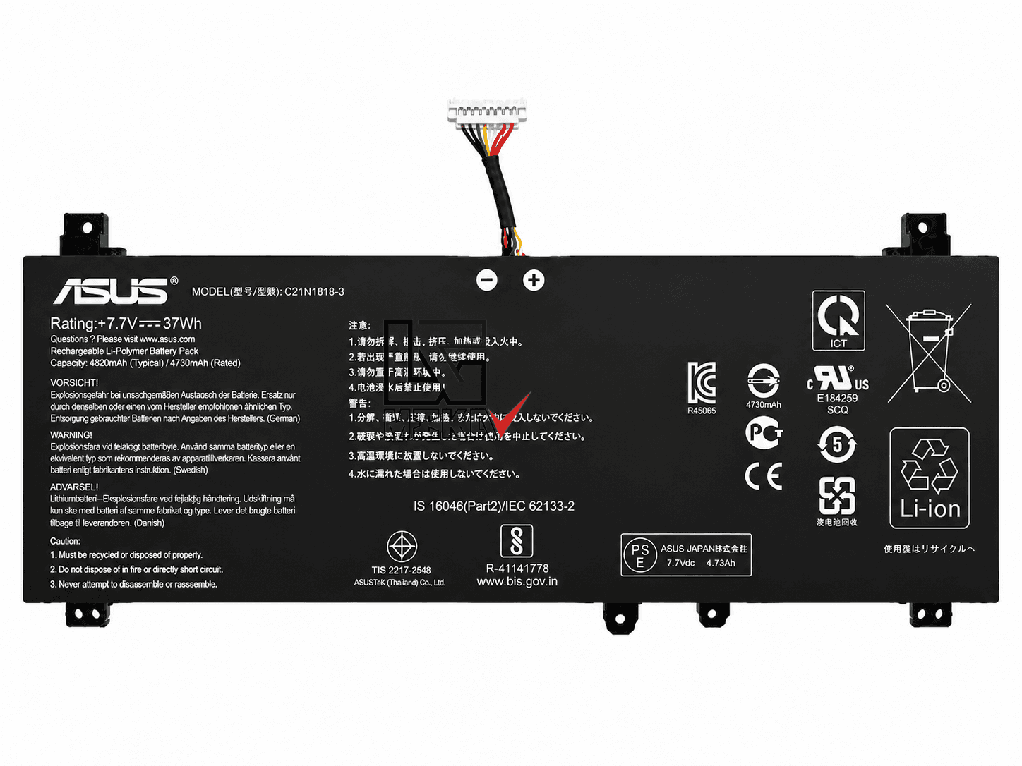 باتری اورجینال لپ تاپ ایسوس Asus R521 مدل B21N1818-3
