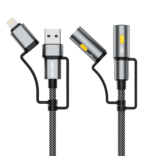 کابل شارژ 6 کاره گرین لاین Green Lion 6 in 1 Cable Charging, Led Light, Ignition