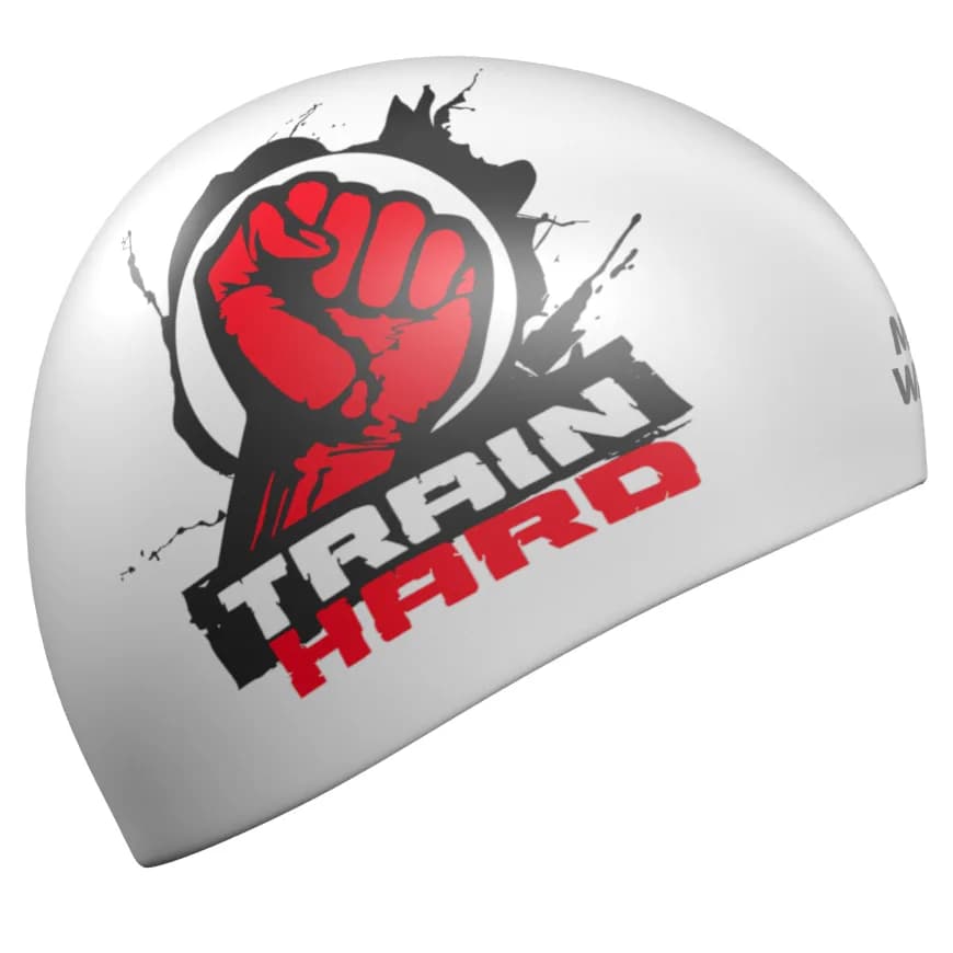 کلاه شنا دو رو سیلیکونی مدویو مدل TRAIN HARD reversible — تصویر ۳