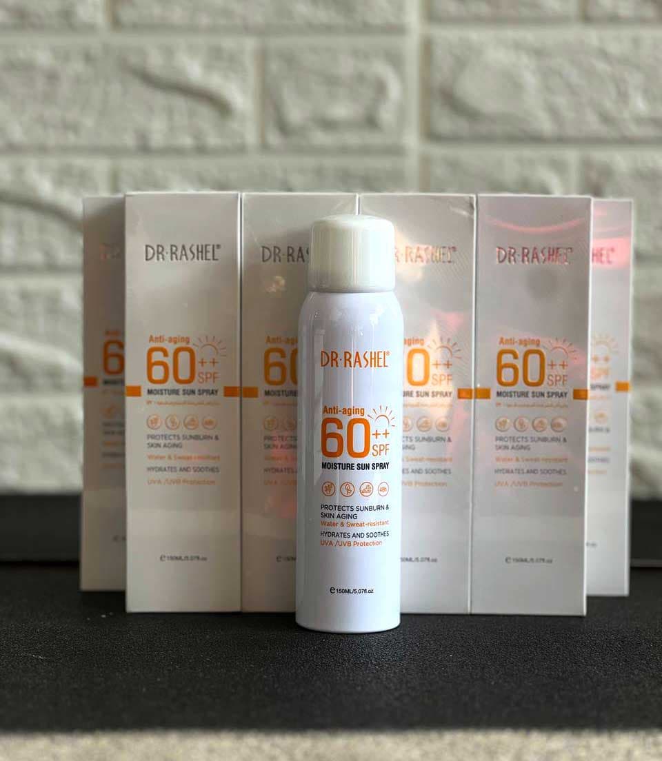 اسپری ضد آفتاب spf60 دکتر راشل اورجینال 150میل DR RASHEL Anti-aging and Moisture Sun Spray SPF++ 60 — تصویر ۹