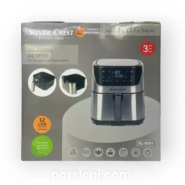 سرخ کن رژیمی سبددار تمام استیل سیلور کرست 12لیتری 6091 — تصویر ۹