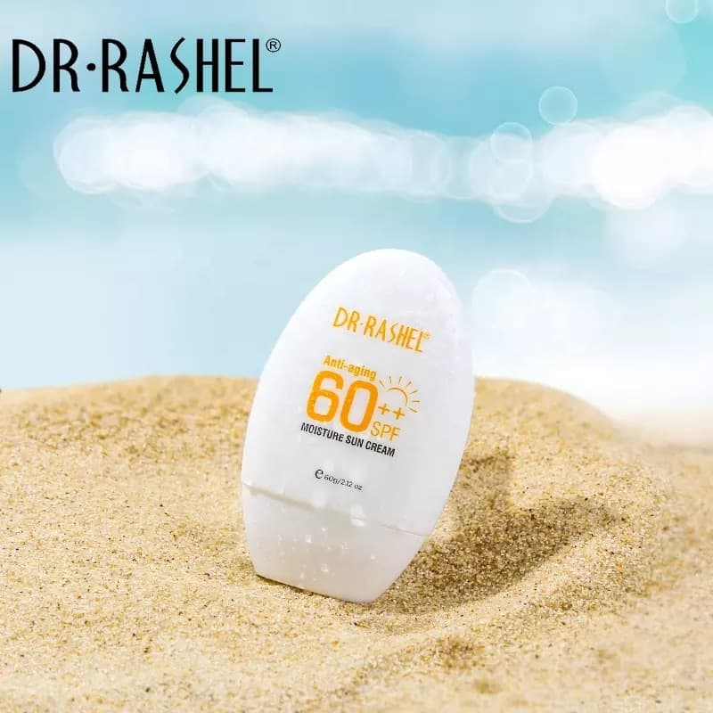 کرم ضد آفتابspf60 دکتر راشل اورجینال مرطوب‌کننده و ضدجوش 60گرم DR RASHEL Anti-aging and Moisture Sun Cream SPF 60 — تصویر ۸