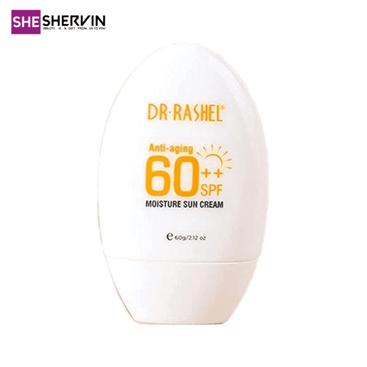 کرم ضد آفتابspf60 دکتر راشل اورجینال مرطوب‌کننده و ضدجوش 60گرم DR RASHEL Anti-aging and Moisture Sun Cream SPF 60 — تصویر ۱۰