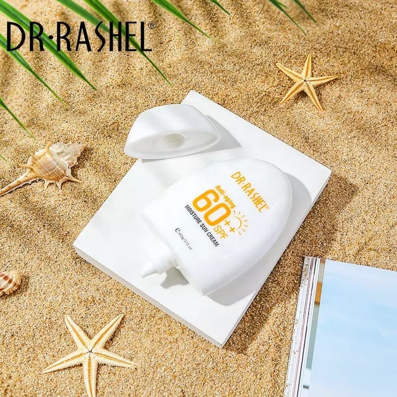 کرم ضد آفتابspf60 دکتر راشل اورجینال مرطوب‌کننده و ضدجوش 60گرم DR RASHEL Anti-aging and Moisture Sun Cream SPF 60 — تصویر ۷