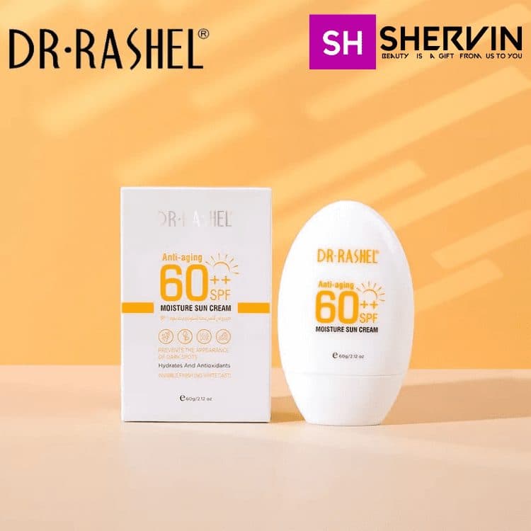 کرم ضد آفتابspf60 دکتر راشل اورجینال مرطوب‌کننده و ضدجوش 60گرم DR RASHEL Anti-aging and Moisture Sun Cream SPF 60 — تصویر ۱۲