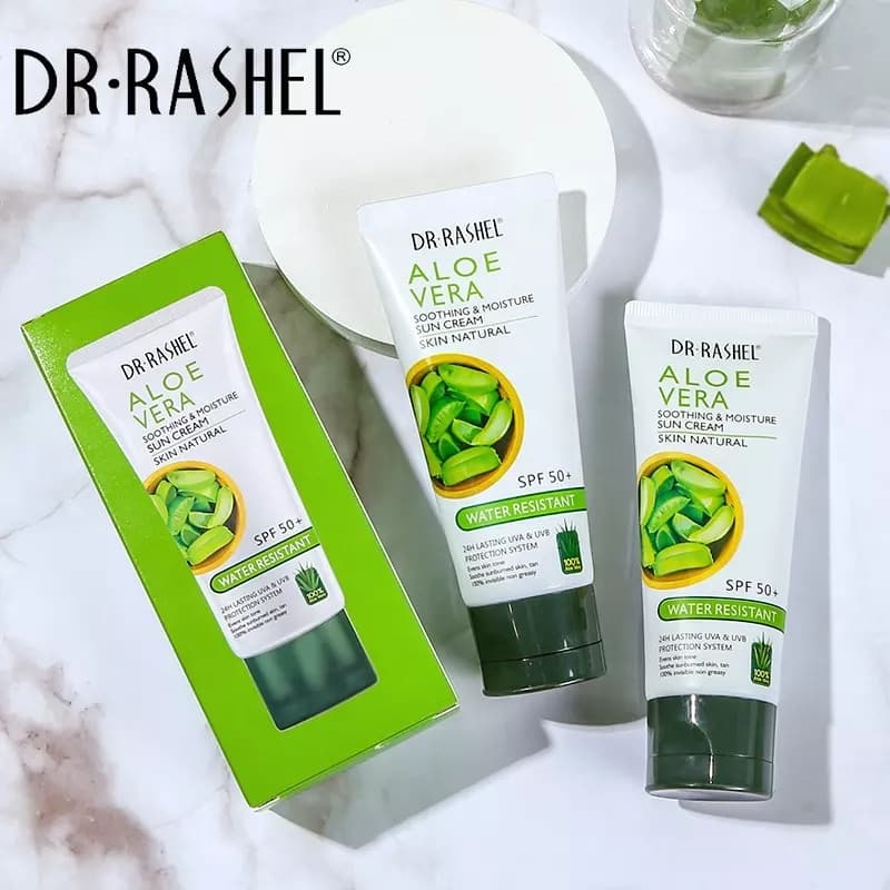 کرم ضد آفتاب آلوورا دکتر راشل 60گرم DR.RASHEL Aloe Vera Soothing and Moisture Sun Cream SPF50 — تصویر ۷