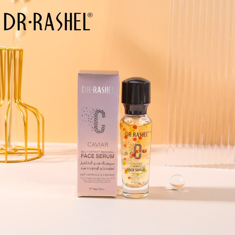 سرم طلا خاویار دکتر راشل اورجینال ضد چین و چروک قوی 30میل DR.RASHEL Gold Caviar Face Serum
