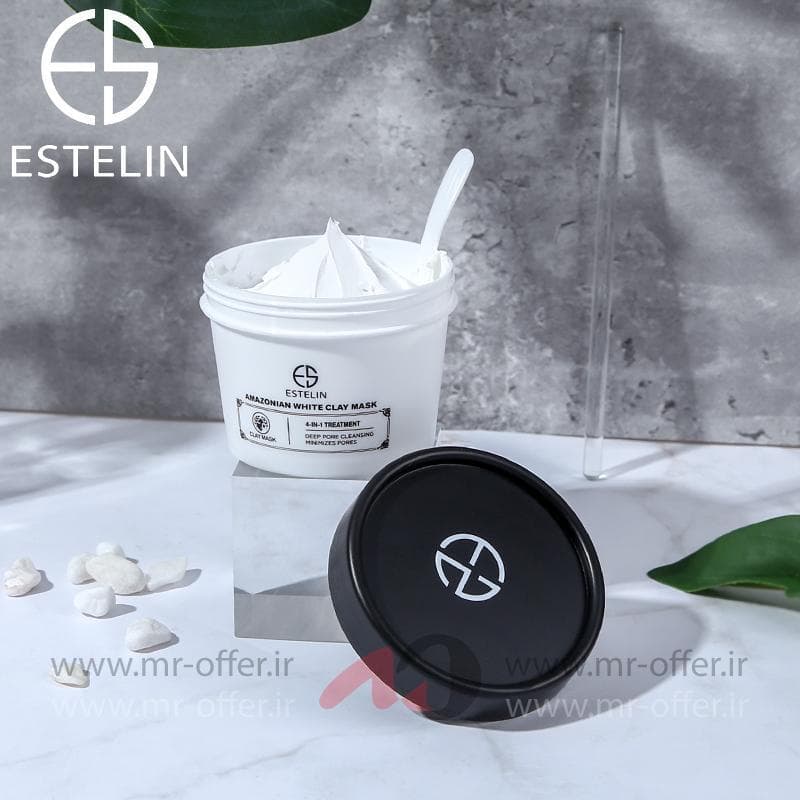 ماسک خاک رس سفید سم زدا قوی استلین حجم100گرم ESTELIN Amazonian White Clay Mask — تصویر ۸