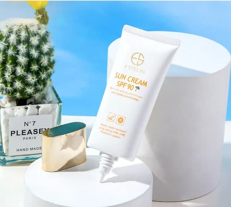 کرم ضدآفتاب ضدپیری و سفیدکننده استلین اورجینال SPF90 حجم60میل ESTELIN Anti-Aging & Whitening Sun Cream — تصویر ۳