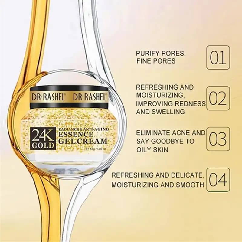 ژل کرم طلا 24 عیار دکتر راشل اورجینال50گرم DR.RASHEL 24K Gold Gel Cream — تصویر ۱۰