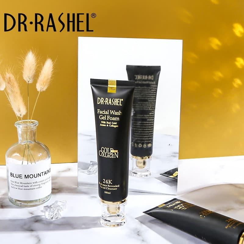 ژل شوینده صورت طلا کلاژن دکتر راشل اورجینال 100میل DR.RASHEL Gold Collagen facial Wash Gel Foam — تصویر ۴