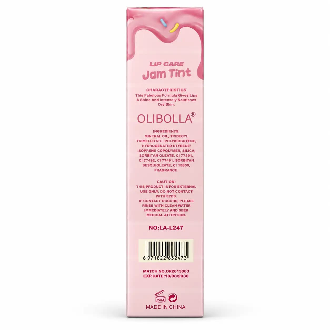 لیپ گلاس (برق لب مایع) بستنی ، نرم کننده و براق کننده اولی بولا OLIBOLLA JAM TINT کد 2 (Strawberry Milk) — تصویر ۳