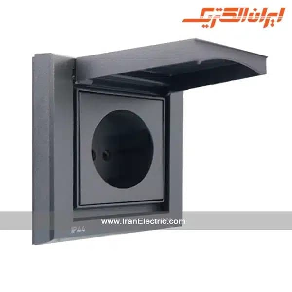 پریز برق ساده دربدار IP44 مدل برلیان زغال سنگی