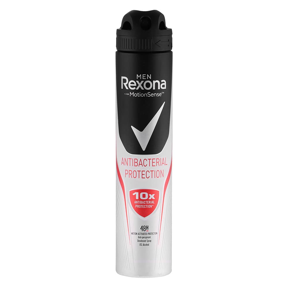 اسپری دئودورانت رکسونا Rexona مردانه مدل Antibacterial Protection اصل ایتالیا حجم 200 میل