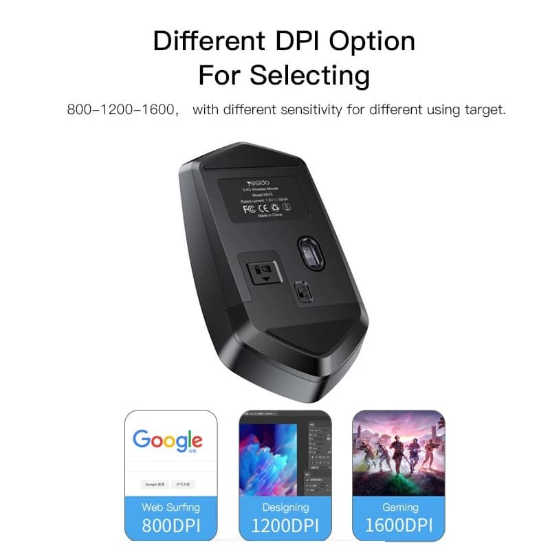 ماوس وایرلس یسیدو مدل YESIDO Wireless Mouse KB16 — تصویر ۱۲