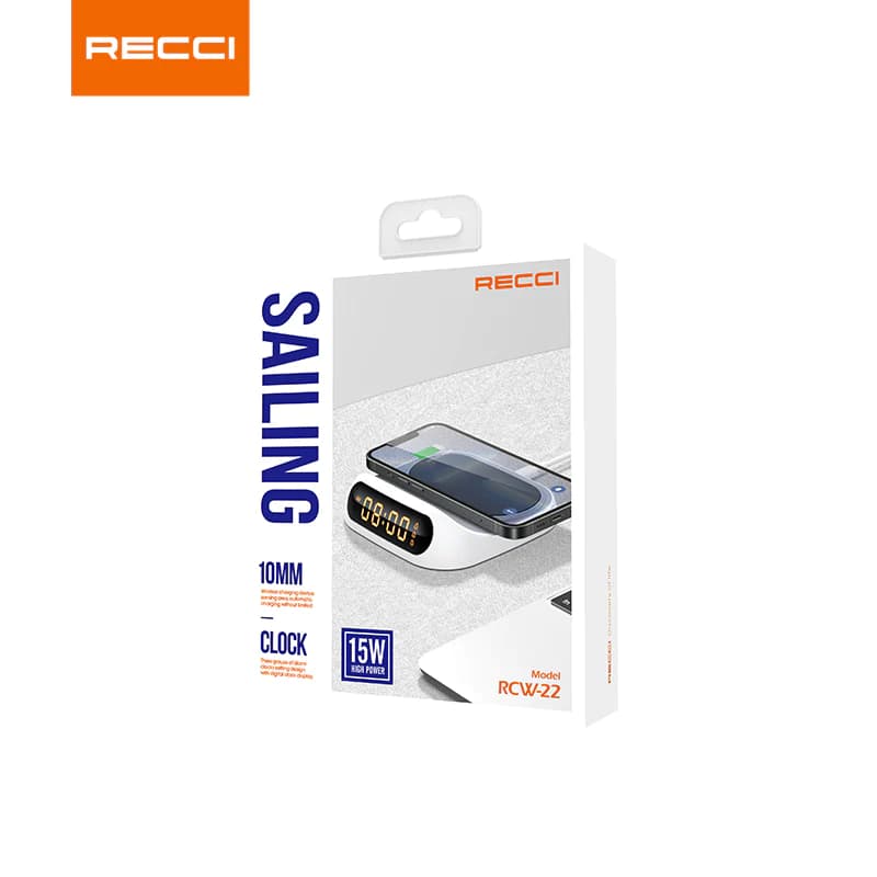 شارژر وایرلس رچی مدل Recci Sailing Clock Wireless Fast Charging RCW-22 با حداکثر توان 15W — تصویر ۶