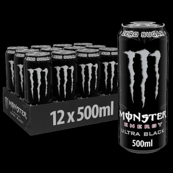 باکس نوشیدنی انرژی زا مانستر بدون شکر اولترا بلک Monster energy drink ultra black zero sugar box — تصویر ۳