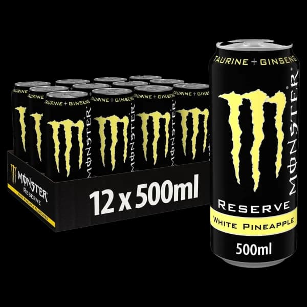 باکس نوشیدنی انرژی زا مانستر ریسرو آناناس سفید Monster energy drink reserve white pineapple box