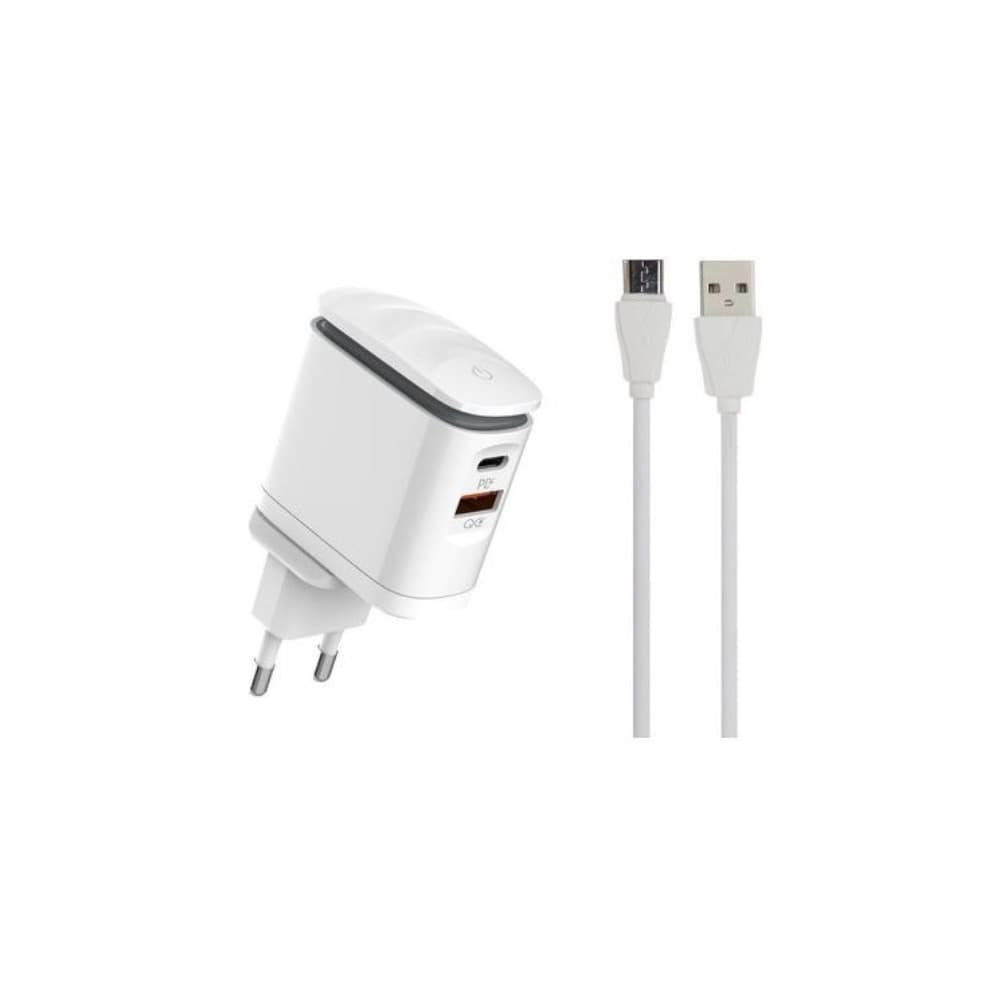 شارژر دیواری فست شارژ الدینو LDNIO A2423C توان 25 وات و کابل میکرو