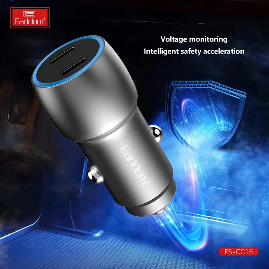 شارژر فندکی 2 پورت ارلدام مدل Earldom ET-CC15 با توان 40W به همراه کابل لایتنینگ — تصویر ۱۲