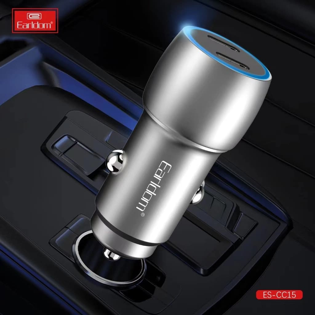 شارژر فندکی 2 پورت ارلدام مدل Earldom ET-CC15 با توان 40W به همراه کابل لایتنینگ — تصویر ۳