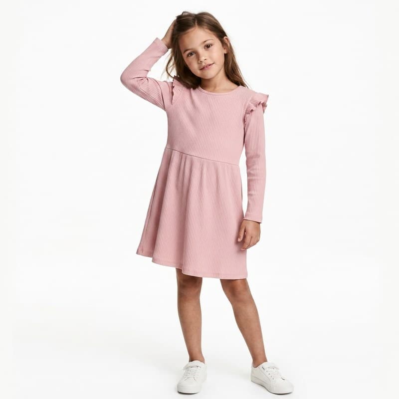 پیراهن آستین بلند دخترانه برند H&M
