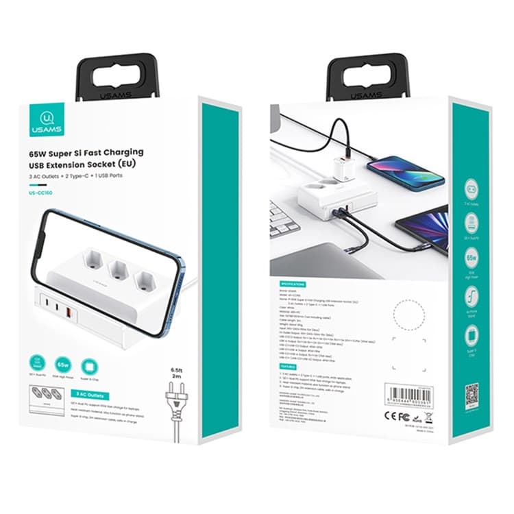 هاب فست شارژ و چند راهی برق یوسمز مدل USAMS Super Si Fast Charging US-CC160 با حداکثر توان 65w — تصویر ۱۱