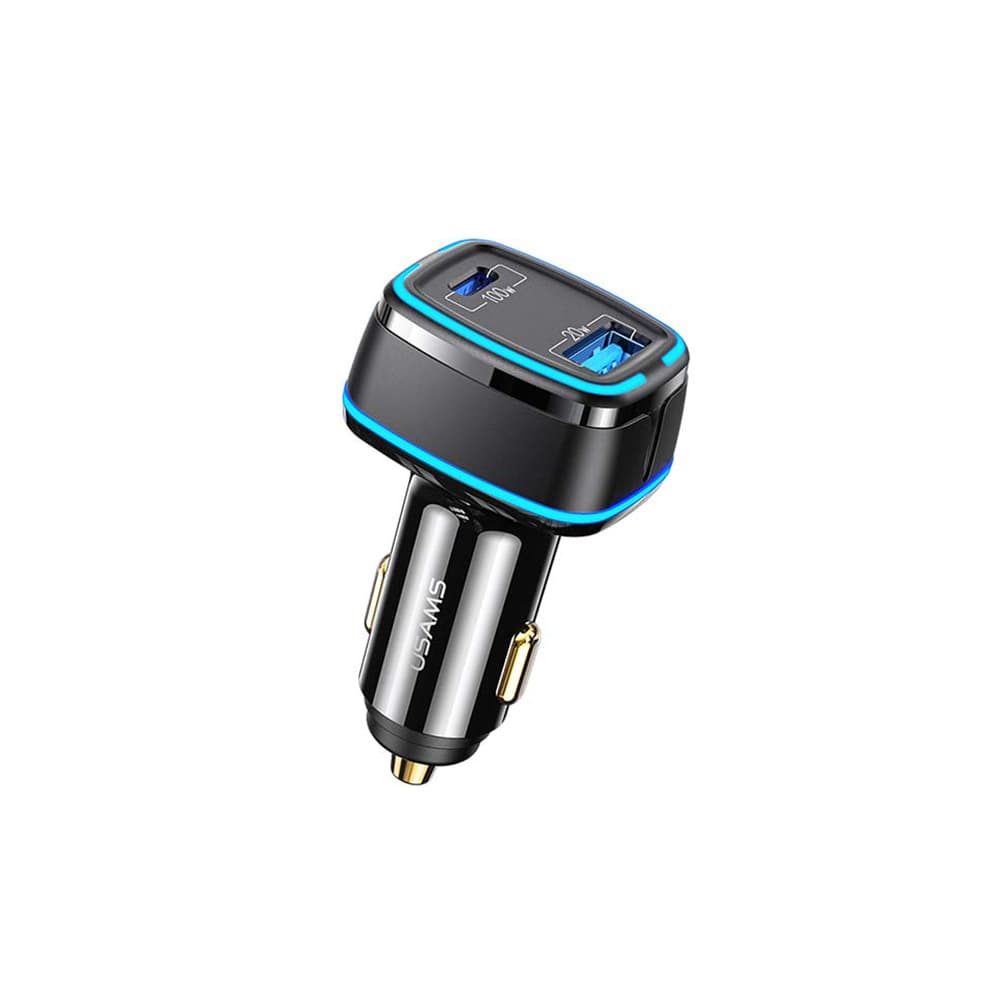 شارژر فندکی 2 پورت یوسمز مدل USAMS A+C Dual Ports Fast Car Charger CC142 با حداکثر توان 120W