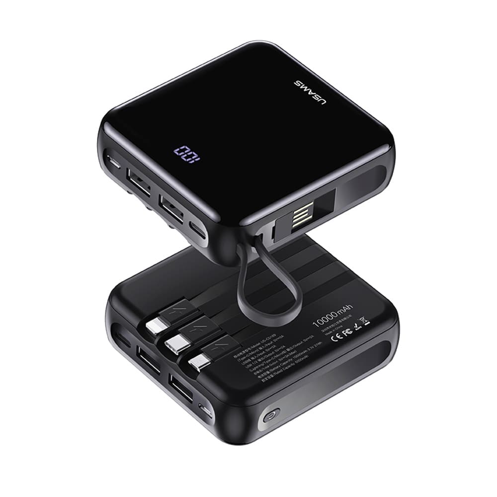 پاوربانک یوسمز مدل USAMS LED Display Mini Power Bank US-CD169 با ظرفیت 10000mAh به همراه کابل