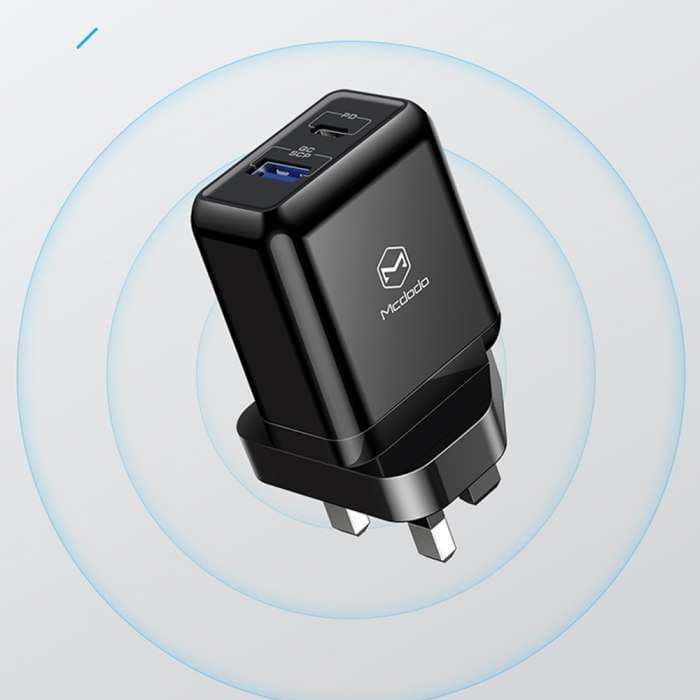شارژر دو پورت مک دودو مدل MCDODO Dual Port PD QC3.0 USB C PD Charger CH-6901 با توان 20W — تصویر ۸