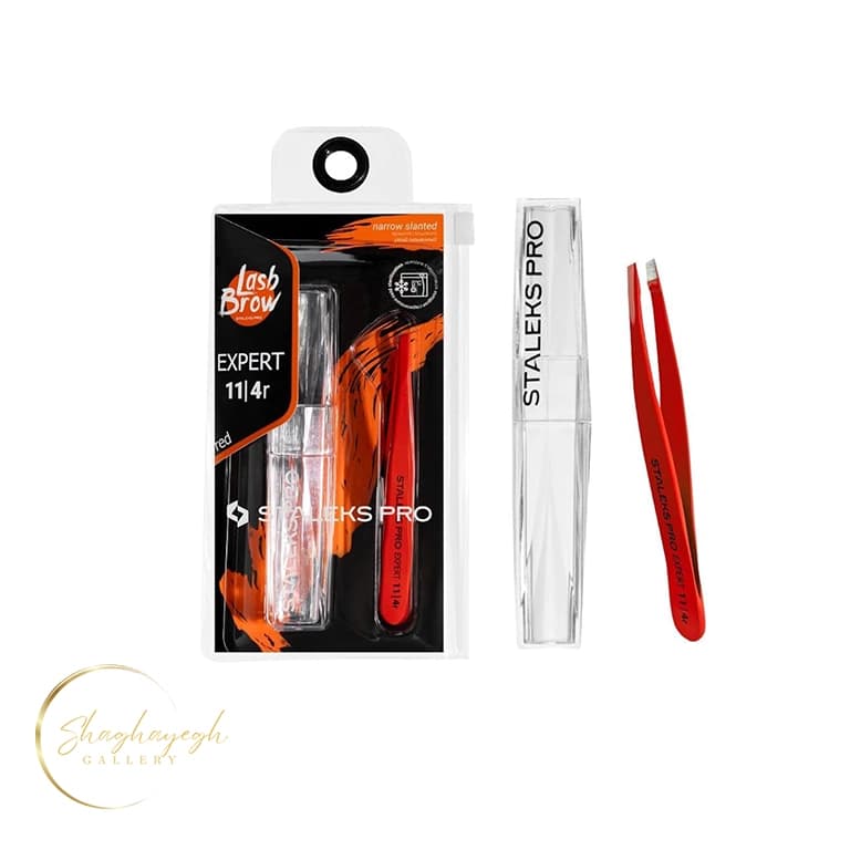 موچین اصلاح و فرمدهی ابرو سرکج استالکس پرو اکسپرت ۱۱ مدل 4r قرمز Staleks Pro Expert 11 4r Slant Eyebrow Tweezers Red — تصویر ۶
