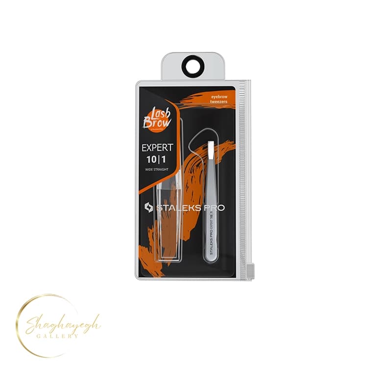 موچین ابرو سر صاف حرفه ای استالکس پرو اکسپرت 10/1 Staleks Pro Expert 10/1 Wide Straight Eyebrow Tweezers