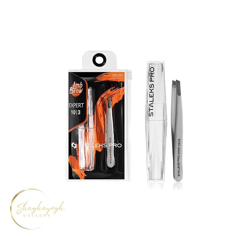 موچین ابرو سر کج حرفه ای استالکس پرو اکسپرت 10/3 Staleks Pro Expert 10/3 Wide Beveled Eyebrow Tweezers