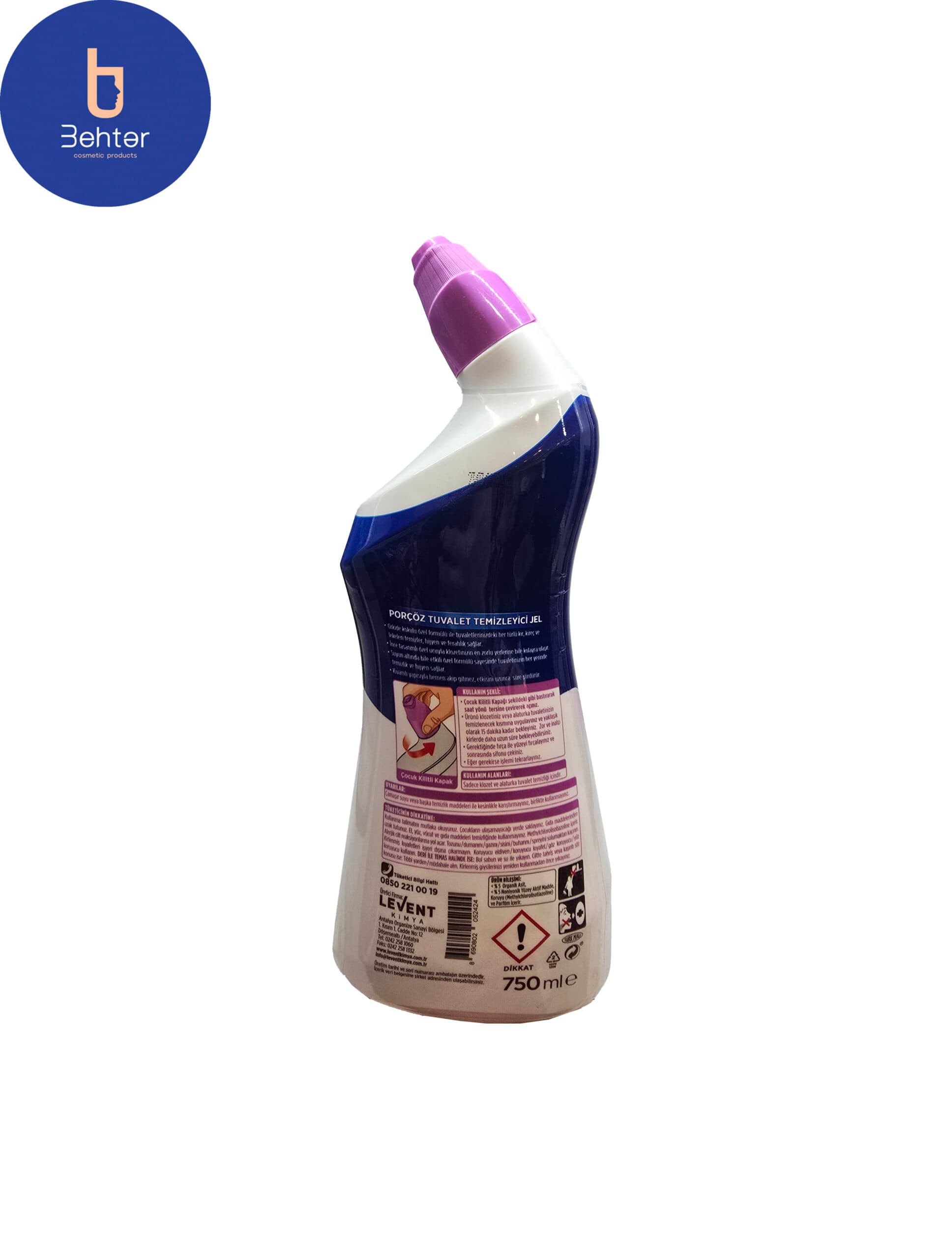 مایع تمیزکننده و جرم گیر توالت فرنگی پورچوز رایحه ارکیده 750 میل Por coz toilet cleaning liquid and orchid scent 750 ml — تصویر ۳