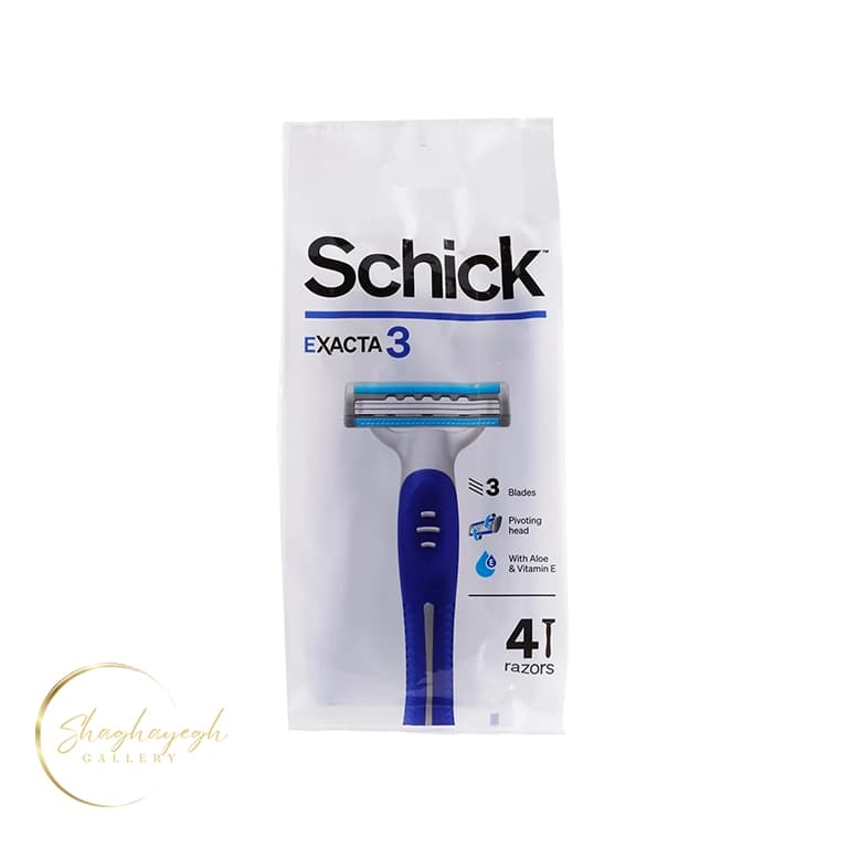 تیغ سه لبه شیک Exacta 3 بسته ۴ عددی Schick Exacta 3 Razors 4 Pack